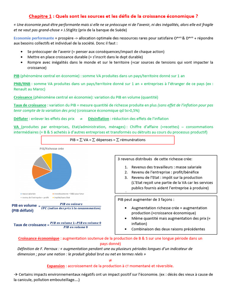 Sources et défis de la croissance économique | PDF | Croissance ...