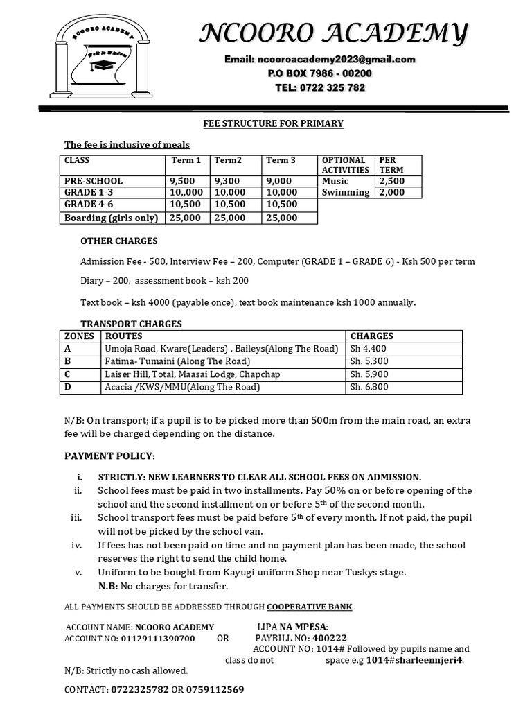 Primary School Fee Structure Overview | PDF