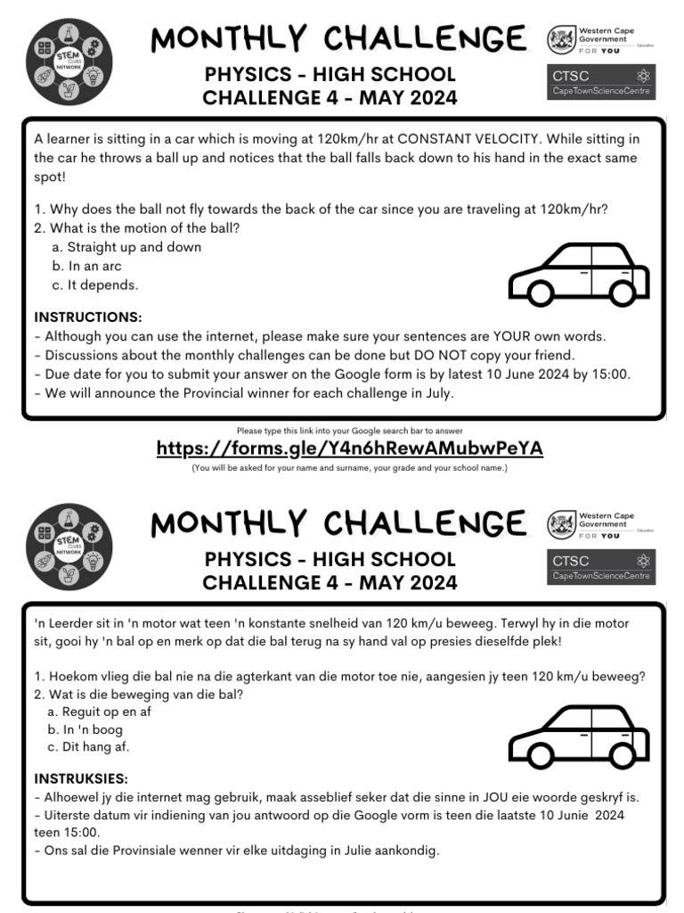 Physics - High School Monthly Challenge 4 - May 2024 | PDF