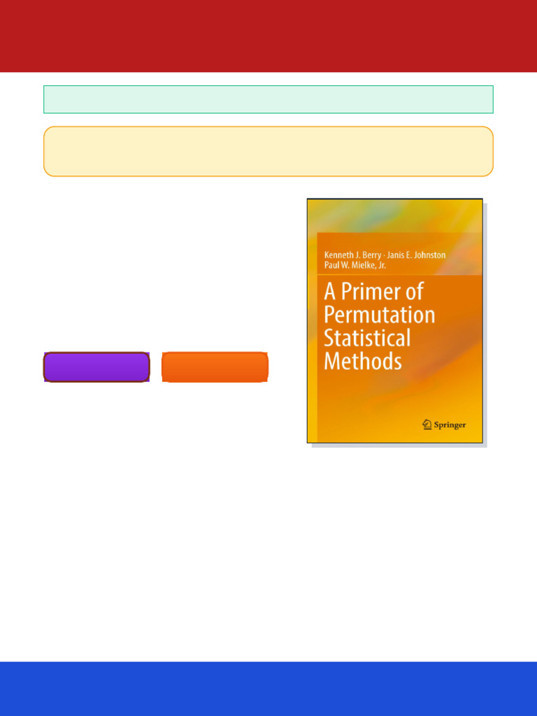 A Primer of Permutation Statistical Methods Kenneth J. Berry Ebook ...