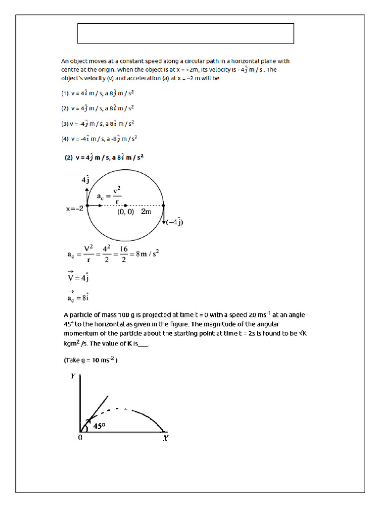 2019-2024 PYQ Solutions on 2D Motion | PDF | Physical Phenomena | Physics