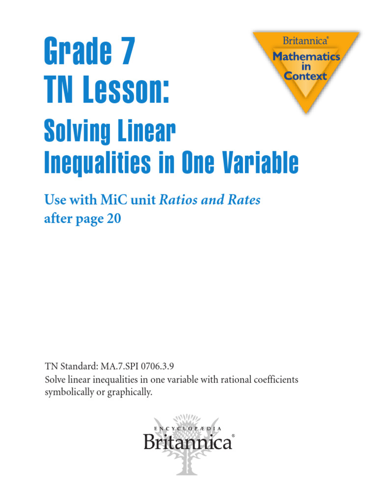 Grade 7 TN Lesson-Solving - Linear - Inequalities | PDF | Inequality ...