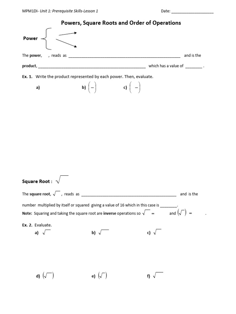 Mpm1di Unit 1 Lessons and Homework2019 | PDF | Division (Mathematics ...