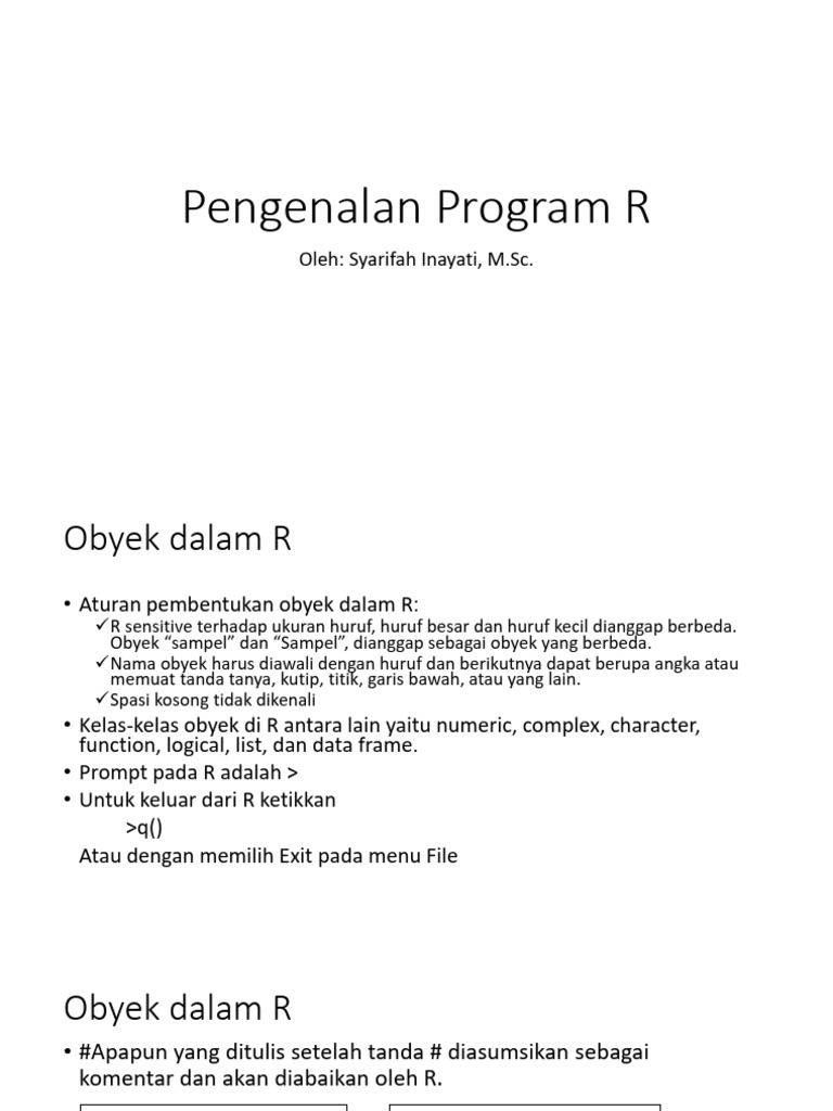 Panduan Dasar Penggunaan R untuk Pemula | PDF