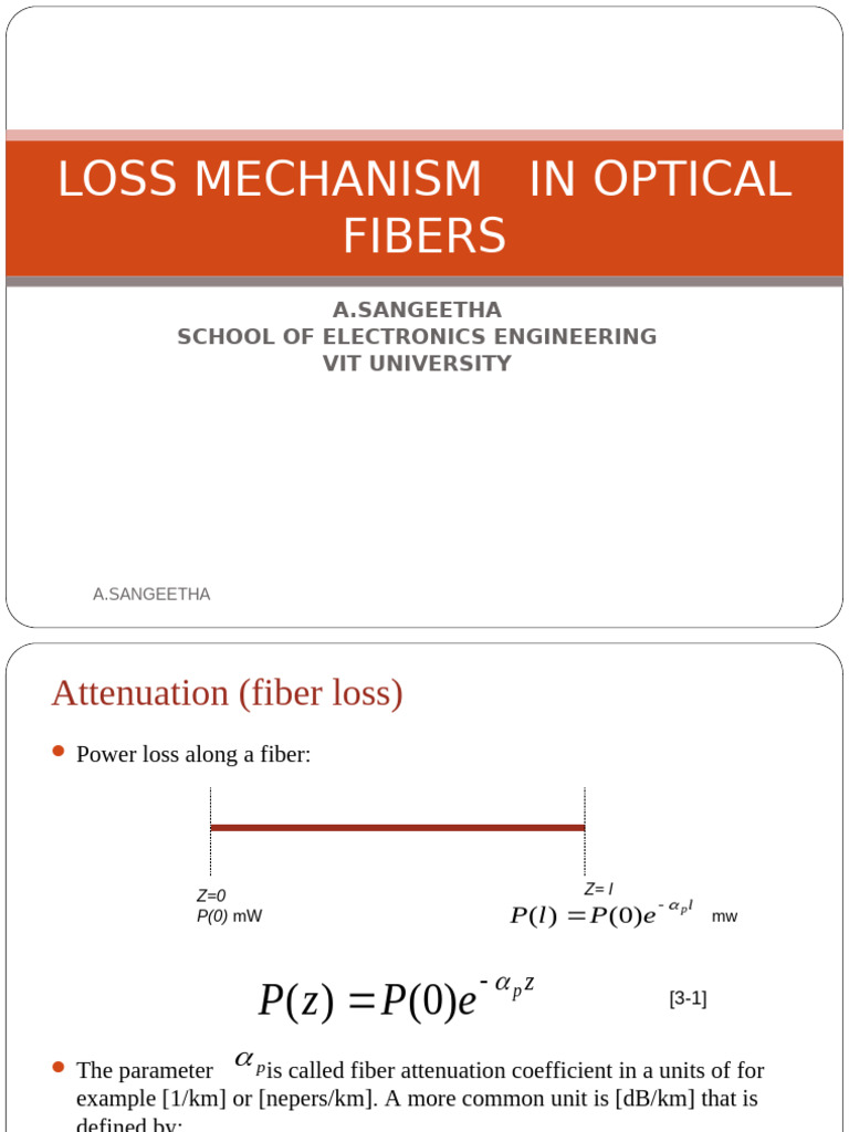 Loss Mechanisms in Optical Fibers | PDF | Optical Fiber | Attenuation