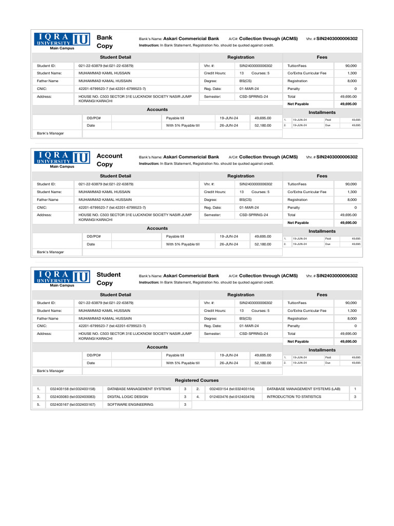 Bank Copy: Main Campus Instruction | PDF