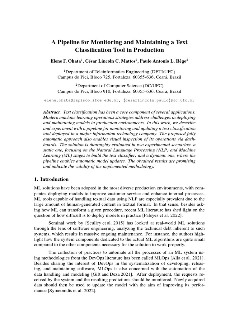 A Pipeline For Monitoring and Maintaining A Text Classification Tool in ...
