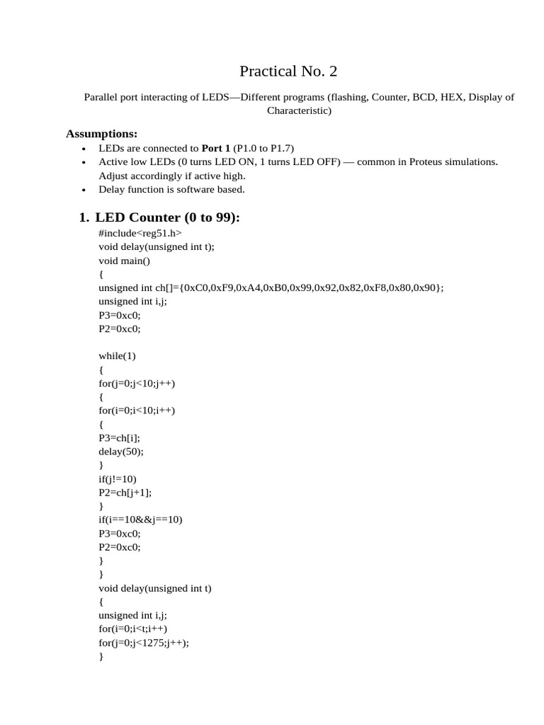 LED Control via Parallel Port Programs | PDF