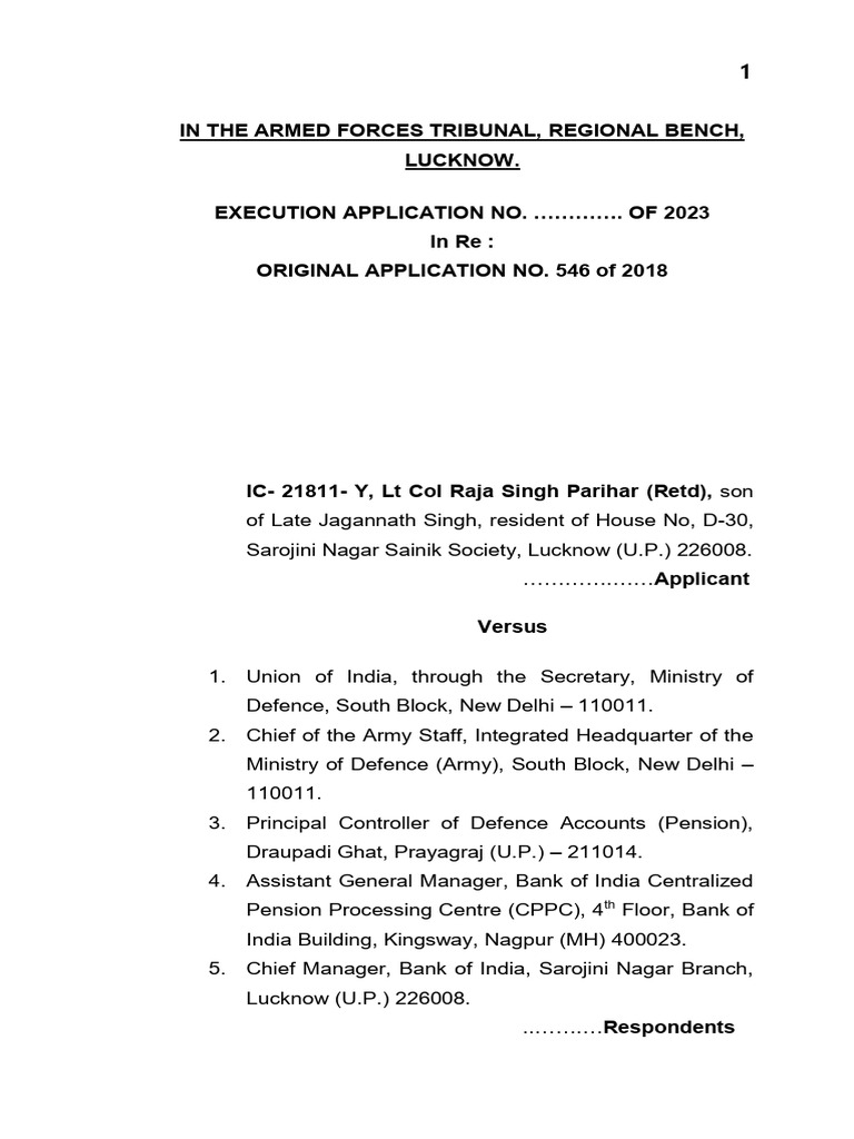 Execution Application for Pension Compliance | PDF