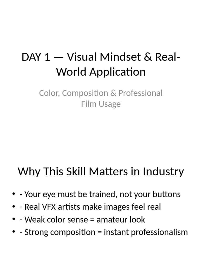 Visual Mindset in Film & VFX Training | PDF | Composition (Visual Arts ...