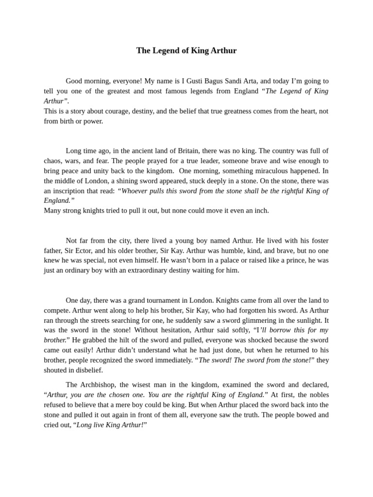 The Legend of King Arthur Explained | PDF | Lancelot | King Arthur