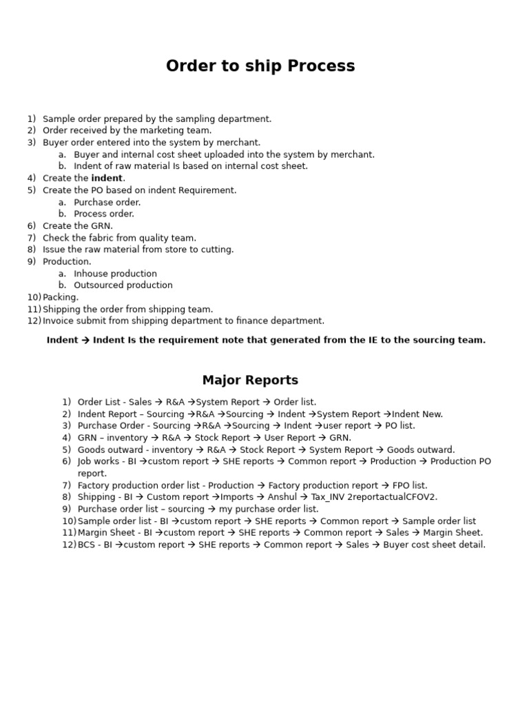 Order Shipping Process Overview | PDF