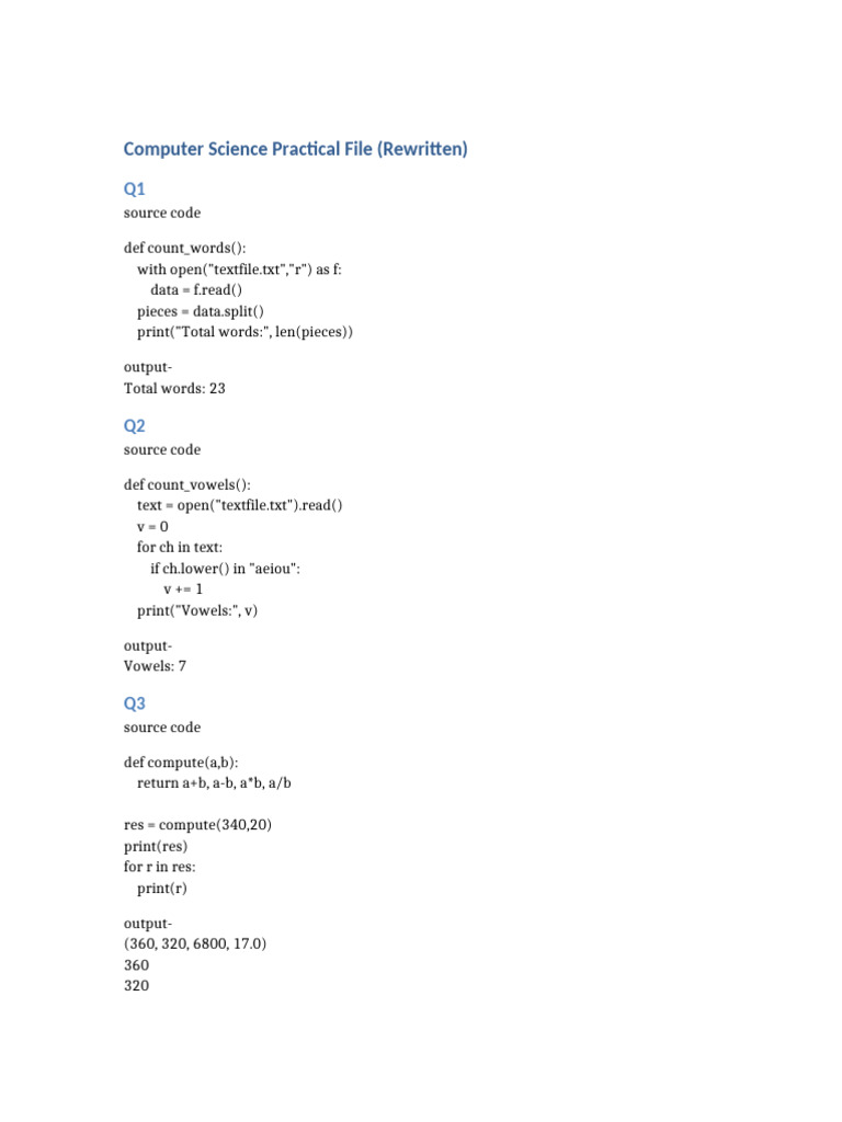 Python Programming Practical Exercises | PDF | Computer Data | Software ...