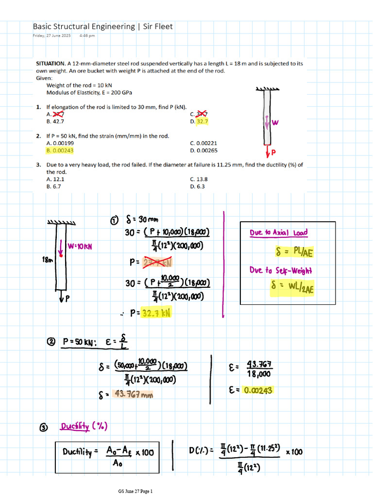 Notes - GS (June 27) - Basic Structural Engineering - Sir Fleet | PDF