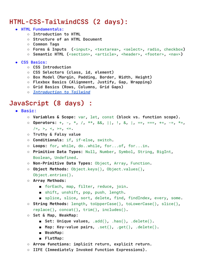 Comprehensive Web Development Curriculum | PDF | Html | Computing