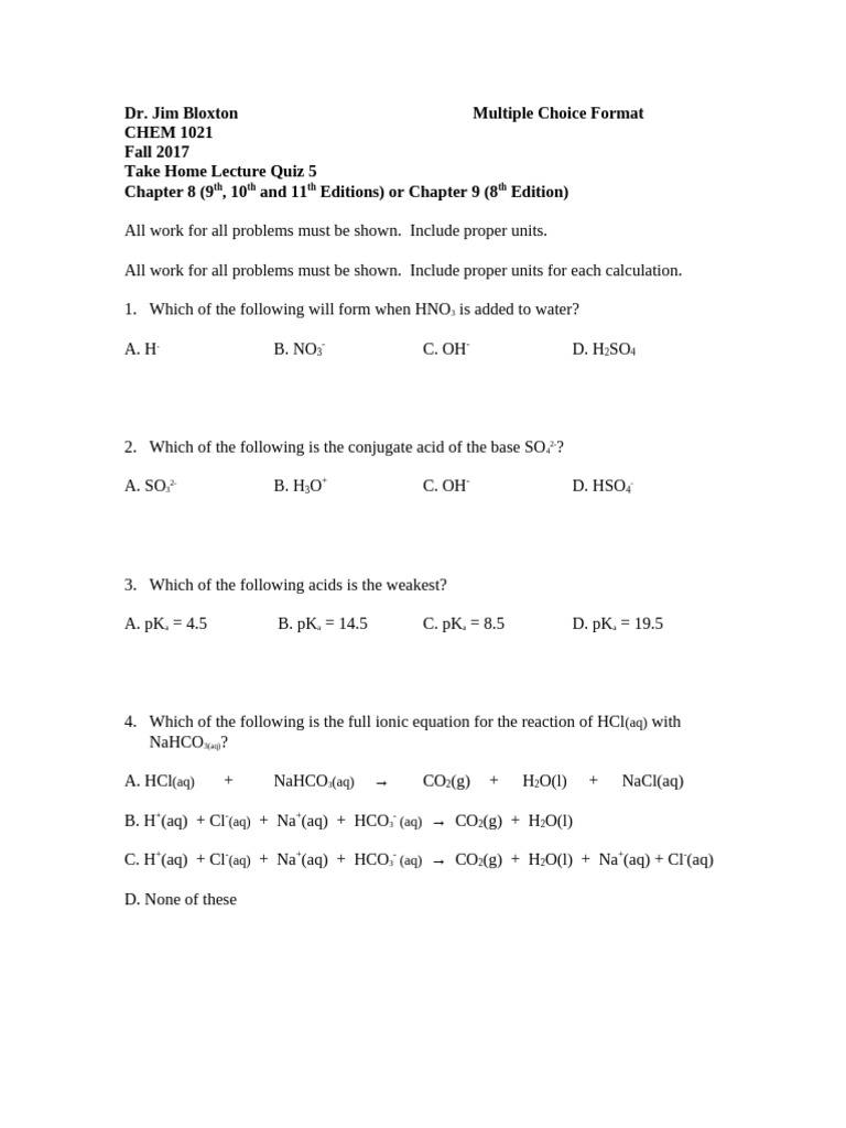 1021JDBMultiple Choice Version of Actual Lecture Quiz On Chapter 8 ...