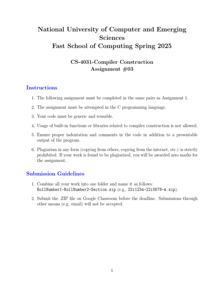 Compiler Construction Assignment 3 | PDF | Parsing | Computer Science