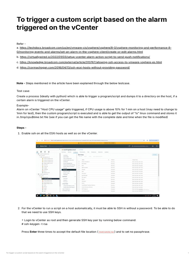 To Trigger A Custom Script Based On The Alarm Triggered On The Vcenter ...