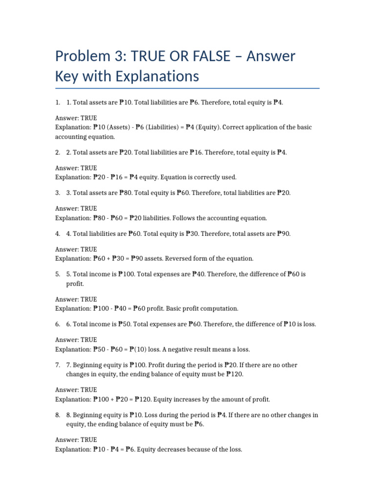 Accounting True or False Answers | PDF