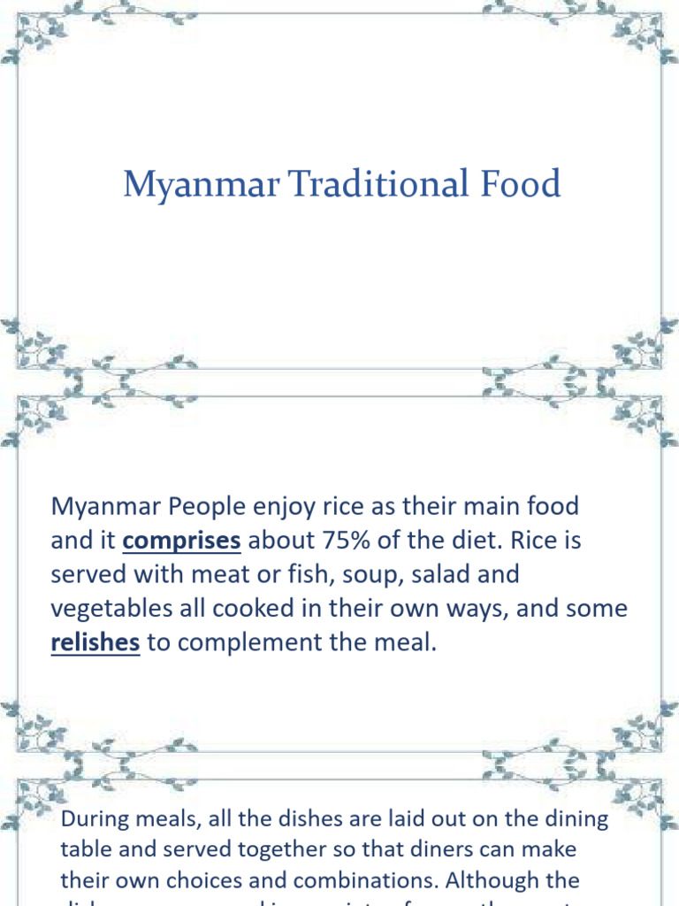 Traditional Myanmar Cuisine Overview | PDF | Foods | Cuisine