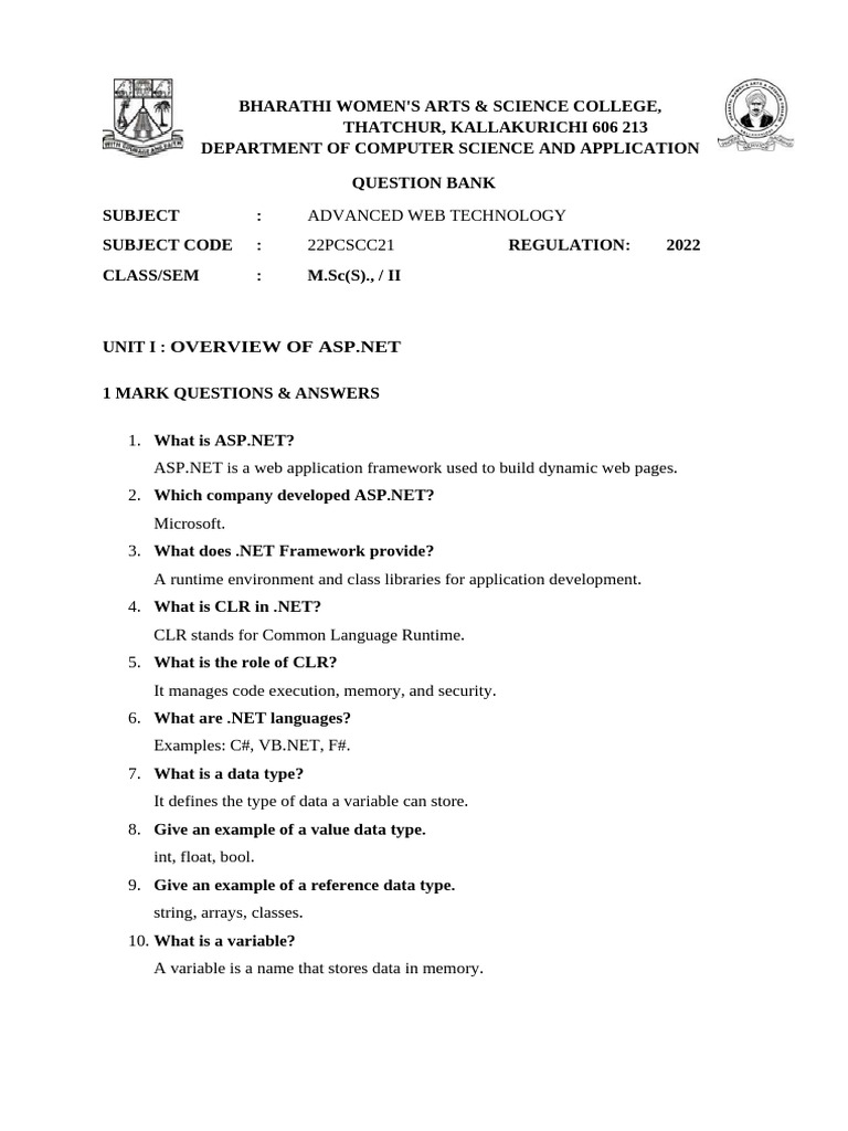 Advanced Web Technology Question Bank | PDF | Web Service | Soap