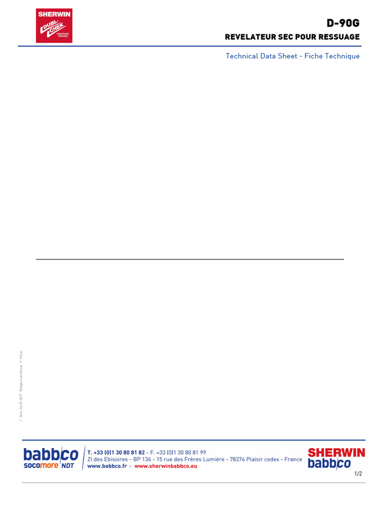Révélateur Sec D-90G pour Ressuage | PDF | Matériaux