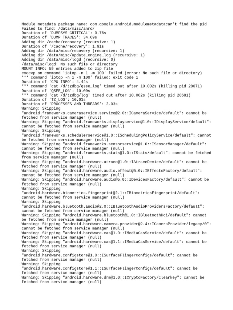 Bugreport Olive QKQ1.191014.001 2025 08 03 14 04 12 Dumpstate - Log ...