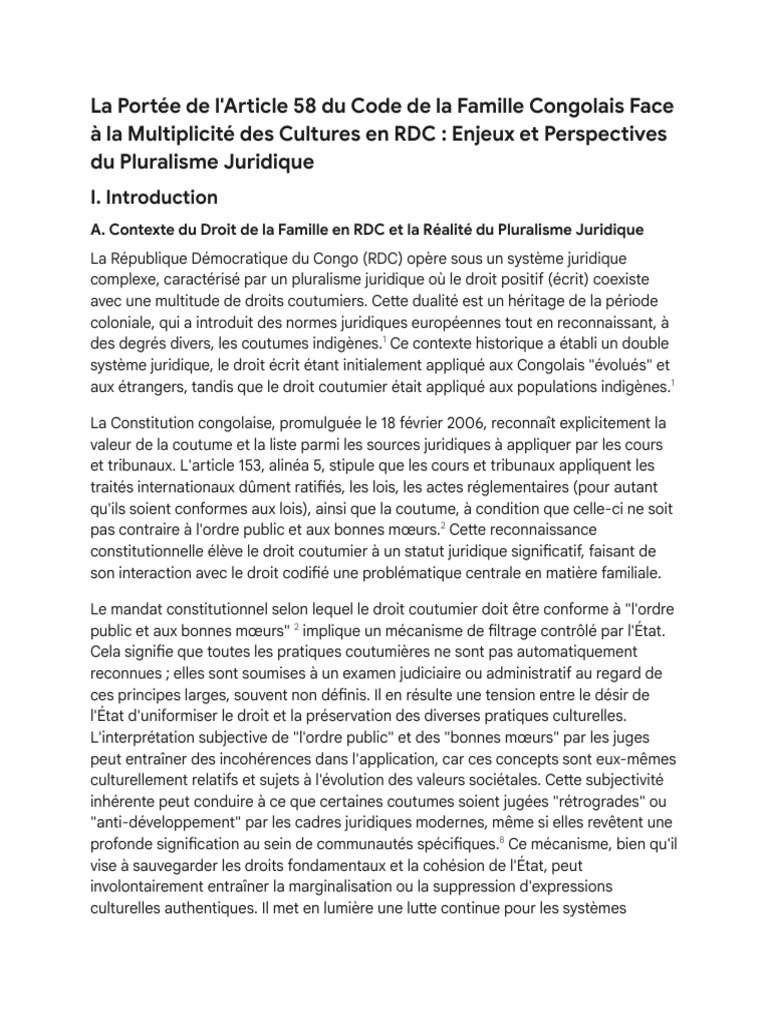 Article 58 du Code de la Famille en RDC | PDF | Mariage | Famille