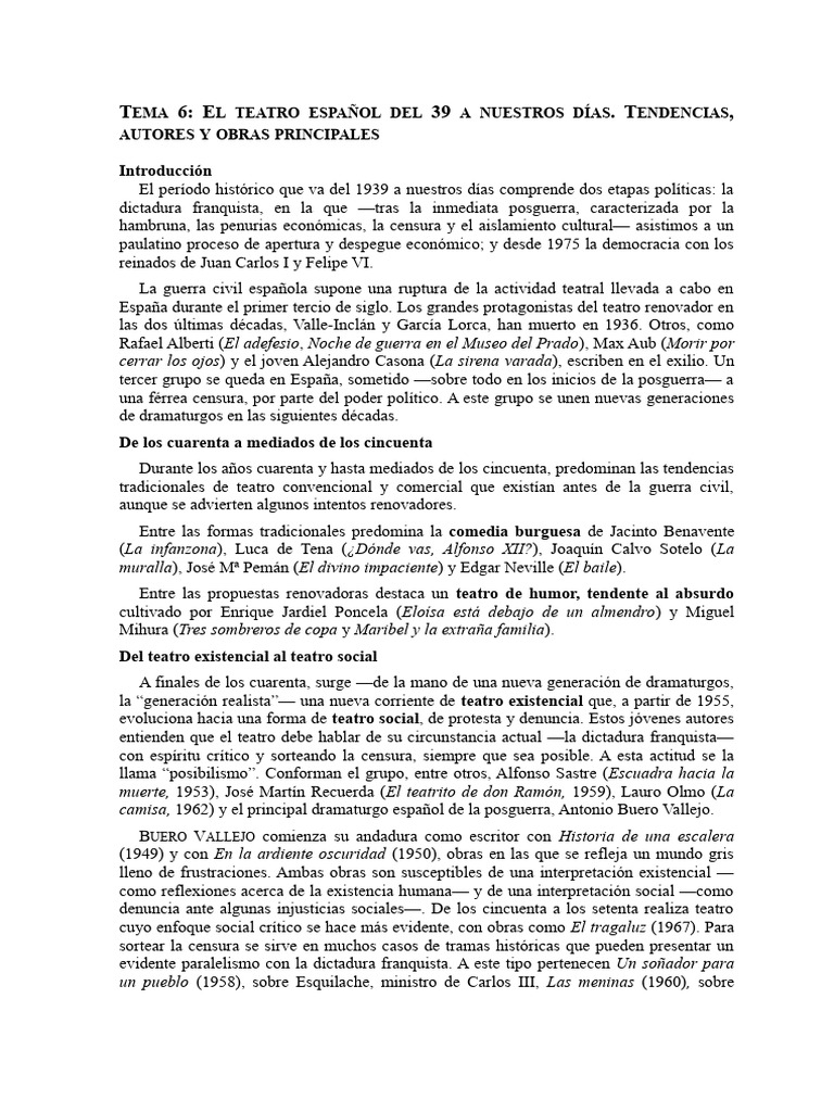 El teatro español del 39 a nuestros días versión definitiva | PDF ...