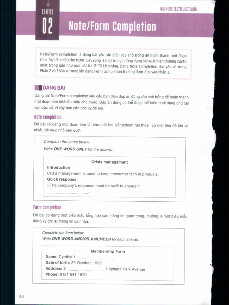 D Ngbai: Note Completion | PDF