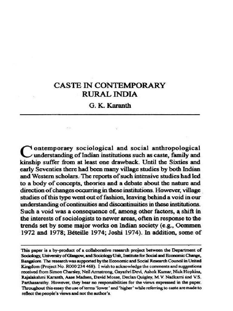 Caste Dynamics in Rural India Today | PDF | Caste | Dalit