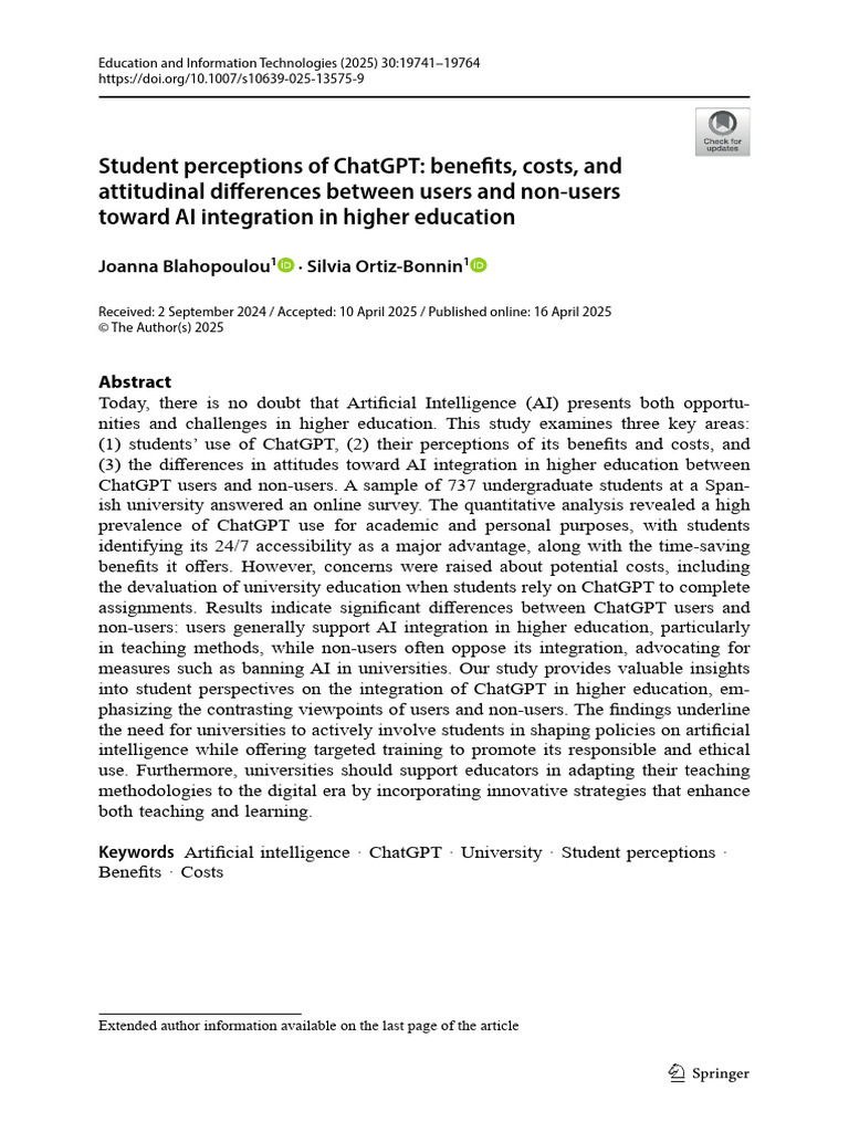 Student Views on ChatGPT in Higher Education | PDF | Artificial ...