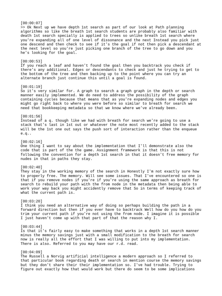Depth-First Search in Path Planning | PDF | Algorithms And Data ...
