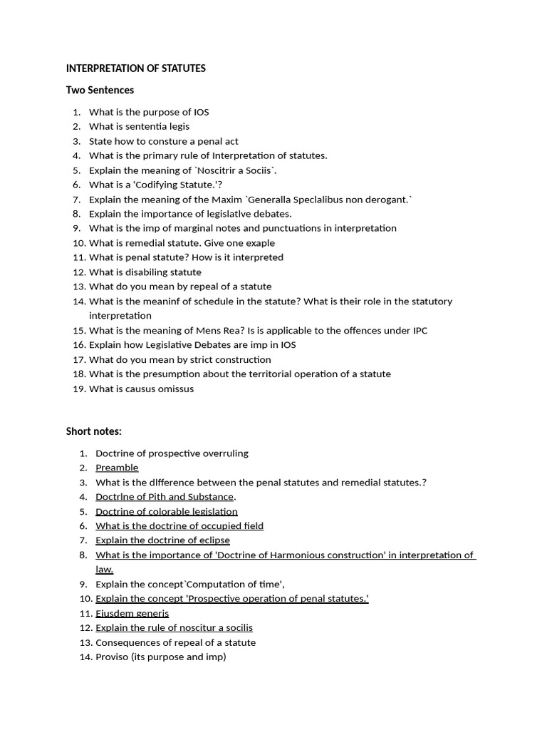 Key Principles of Statutory Interpretation | PDF | Statutory ...