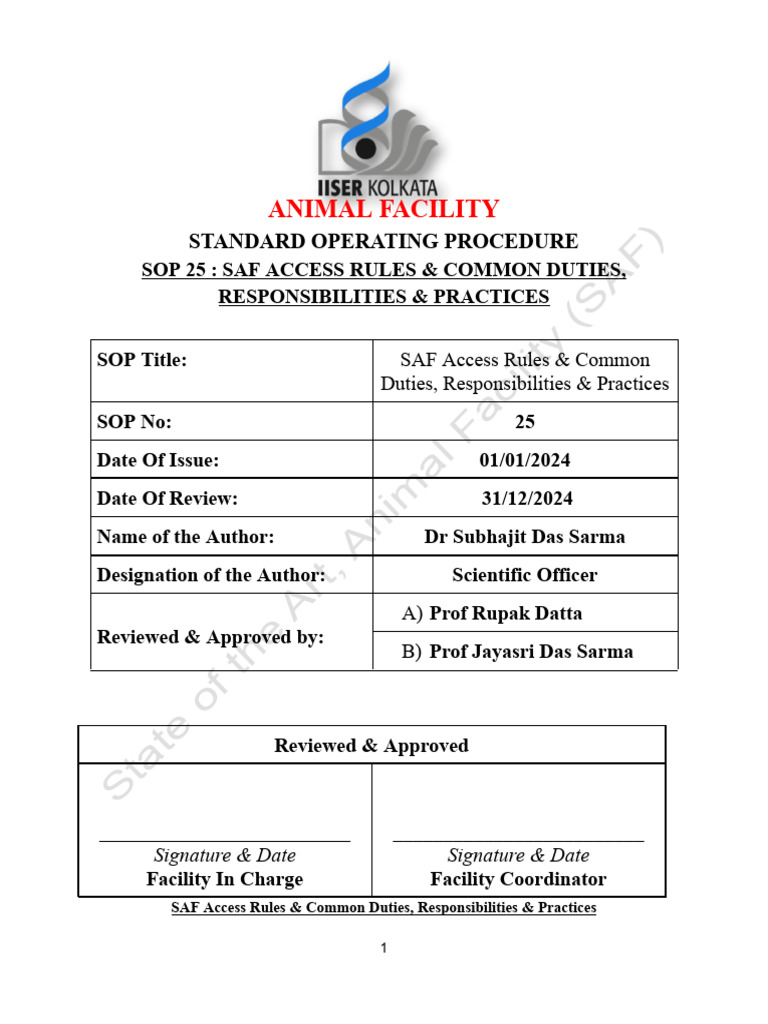 Sop-25 - Saf Acess Rules & Common Duites Responsibilities & Practices | PDF