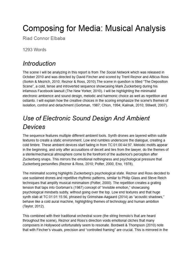 Musical Analysis of The Social Network | PDF | Harmony | Mode (Music)
