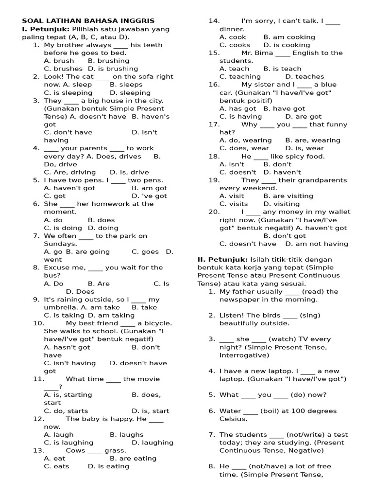 Latihan Soal Bahasa Inggris Tenses | PDF | Chess Openings | Chess