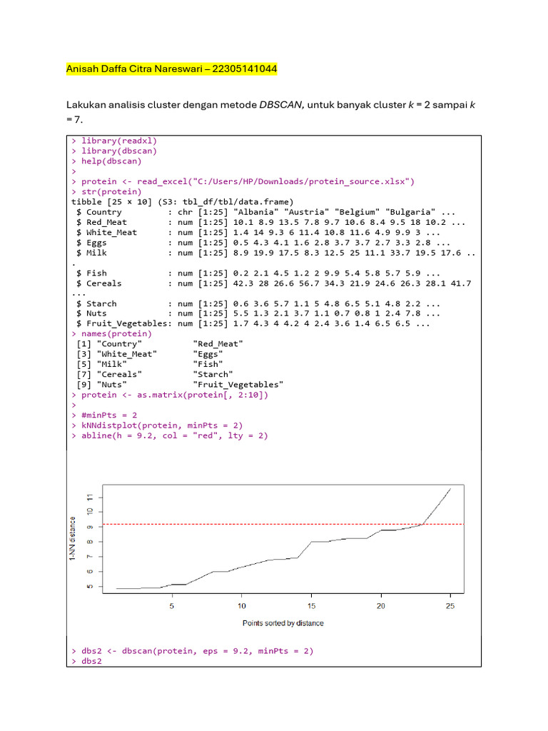 DBSCAN - Anisah Daffa Citra Nareswari - 22305141044 | PDF | Cluster Analysis | Statistical ...