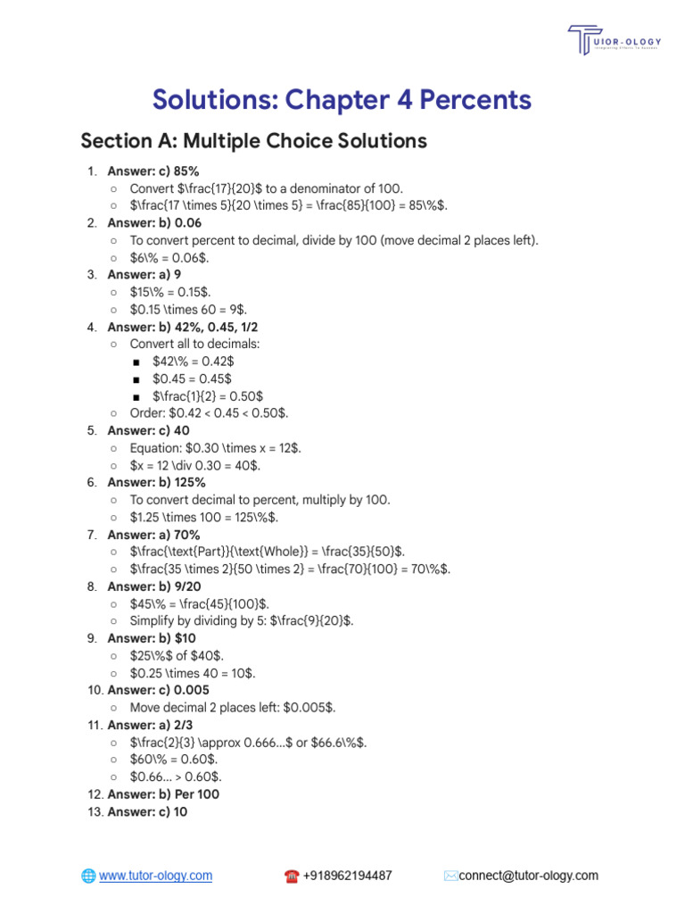 Percent Solutions and Calculations | PDF | Percentage | Arithmetic