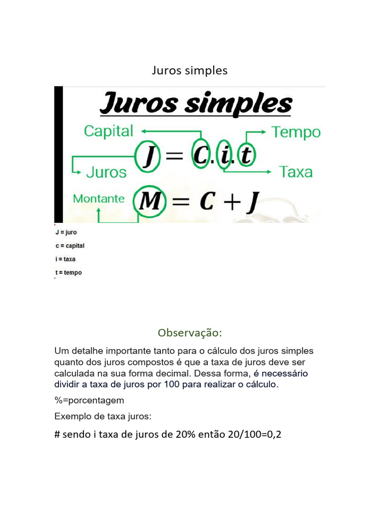 Cálculo de Juros Simples e Exemplos | PDF | Juros | Economias