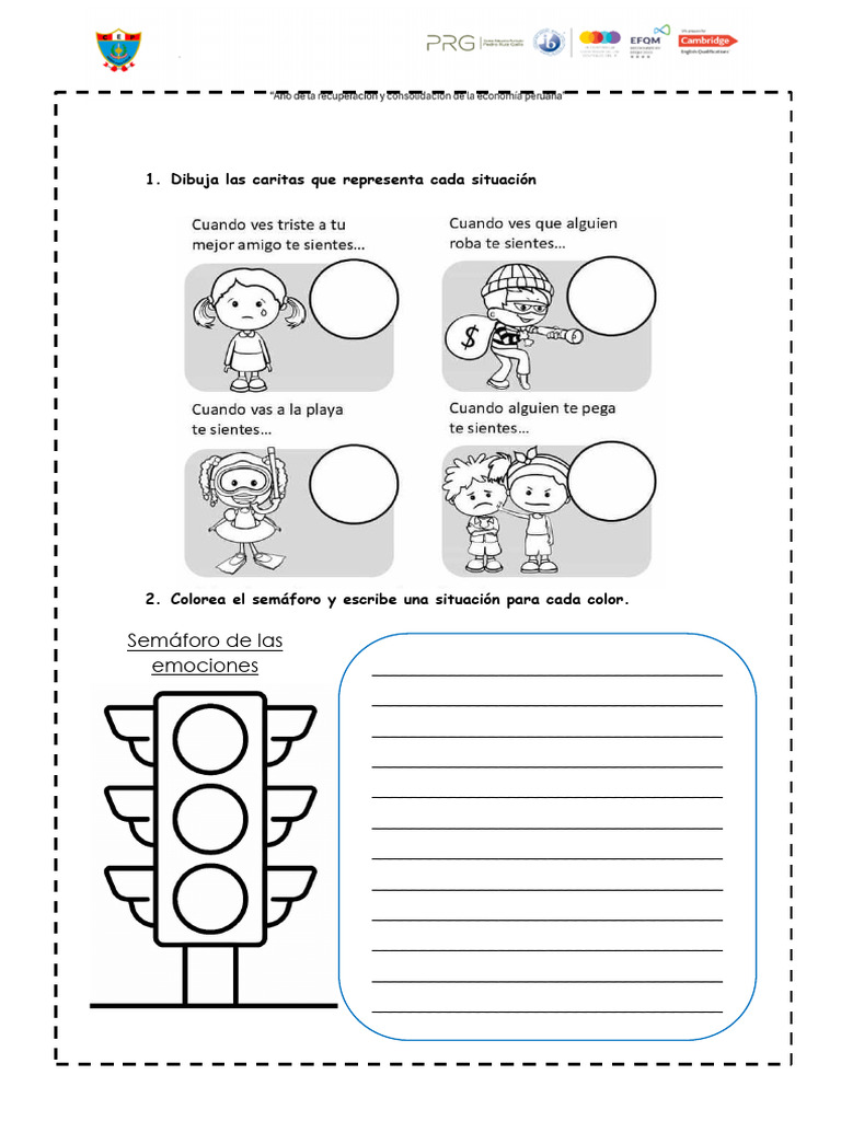 Ficha de Trabajo sobre Emociones y Autoregulación | PDF | Las emociones ...
