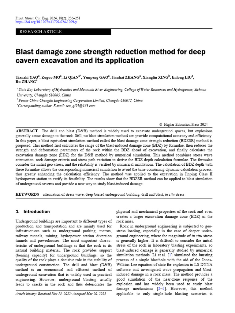 Blast Damage Zone Reduction Method | PDF | Strength Of Materials ...