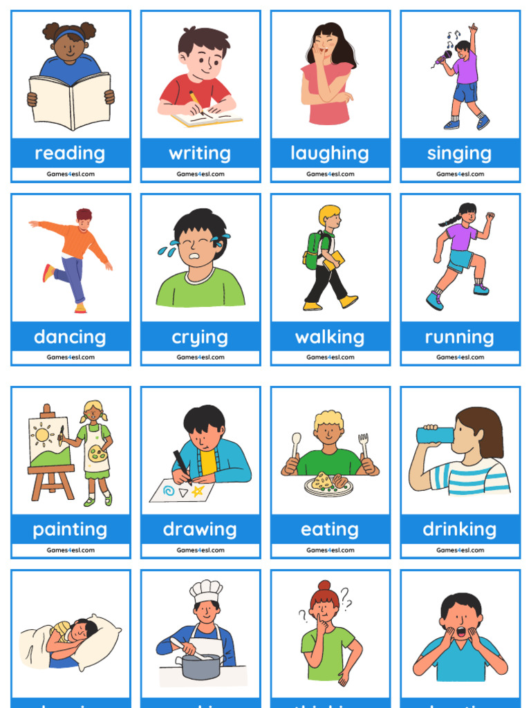 Present Progressive Tense Flashcard Set | PDF