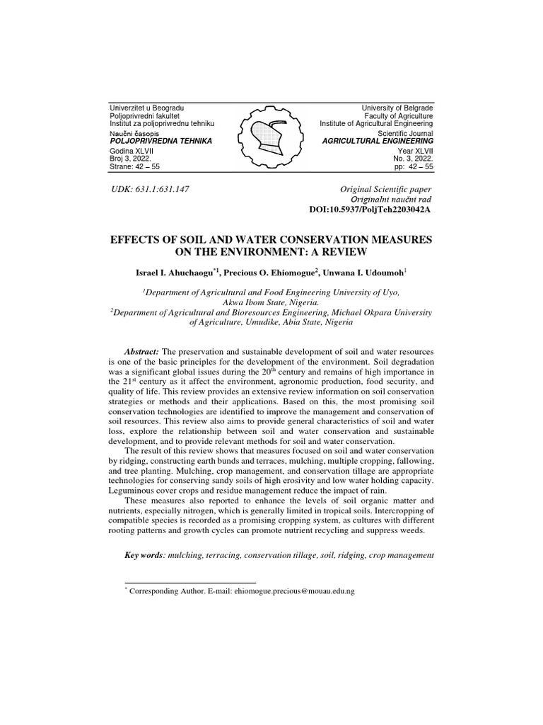 Effects of Soil and Water Conservation M | PDF | Crop Rotation | Soil
