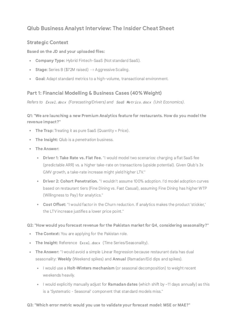 Qlub Business Analyst Interview Guide | PDF | Mean Squared Error ...