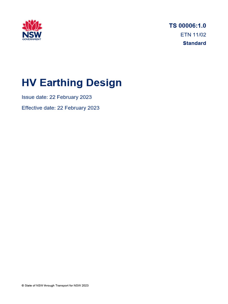HV Earthing Design Standards NSW | PDF | Alternating Current | Risk