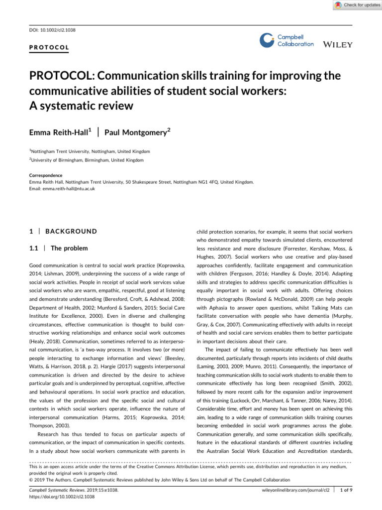 Communication Skills Training in Social Work | PDF | Effect Size ...