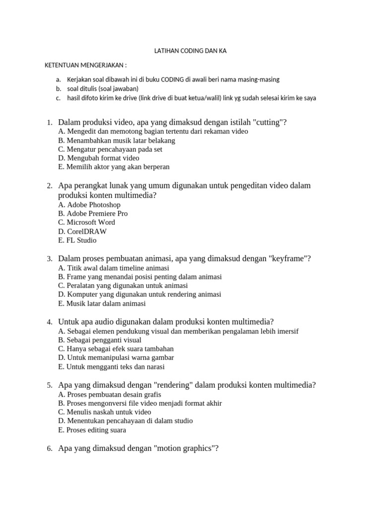 Latihan Coding Produksi Multimedia | PDF