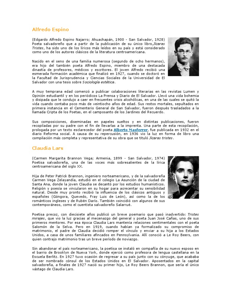 Alfredo Espino Literatura en lengua española Poetas