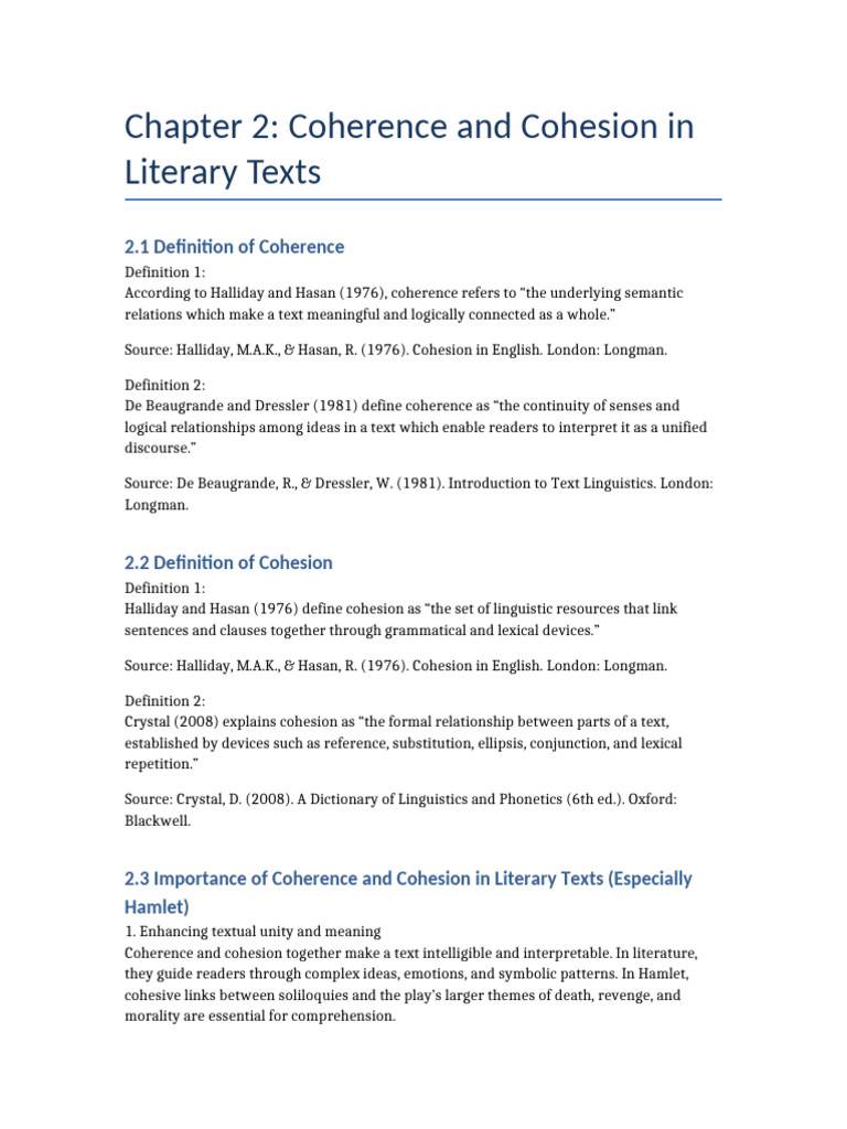 Coherence and Cohesion in Literary Texts | PDF | Linguistics | Semantics